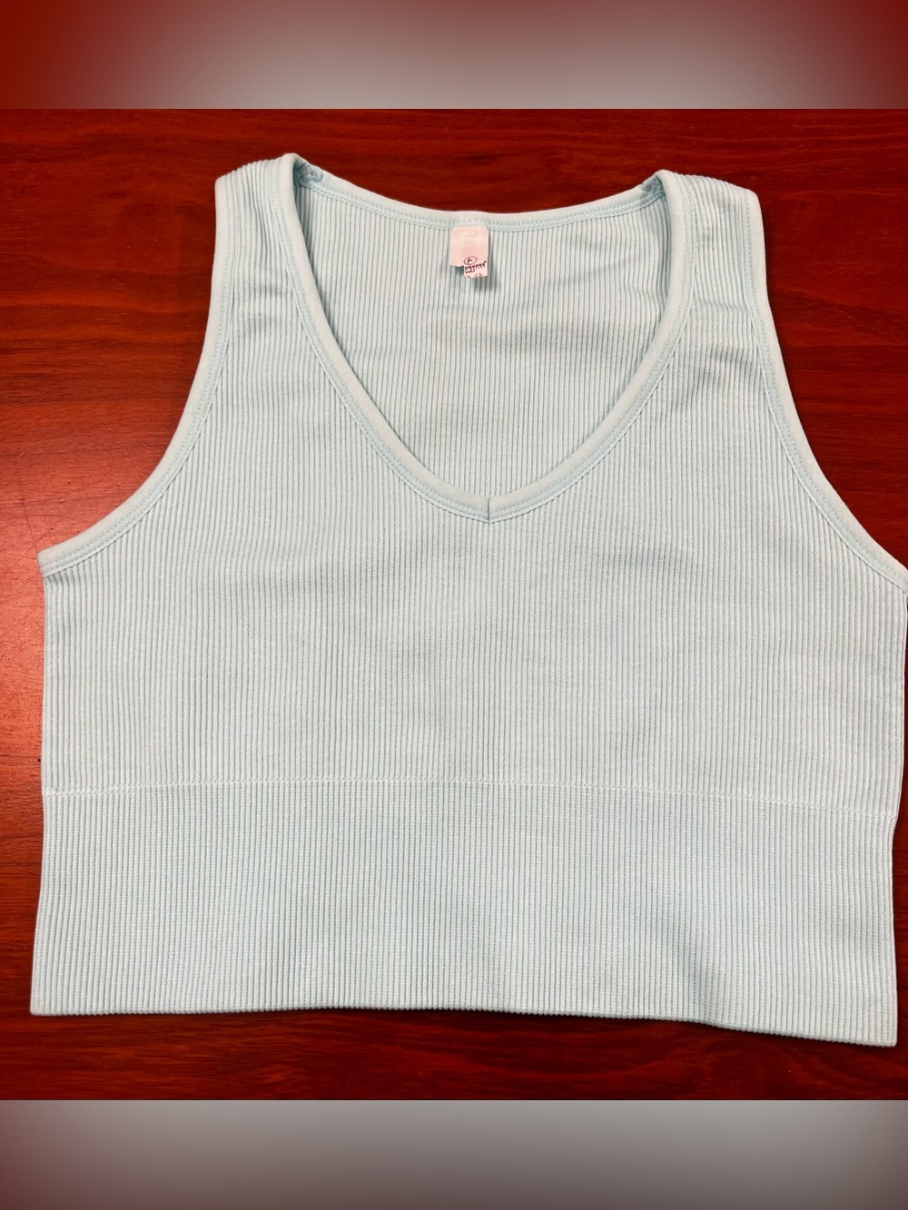 90 Degree by Reflex Girls Mint Green Ribbed Seamless Crop Tank Top